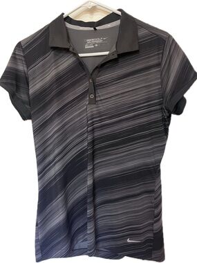 Nike women’s Black & Gray Striped Polo